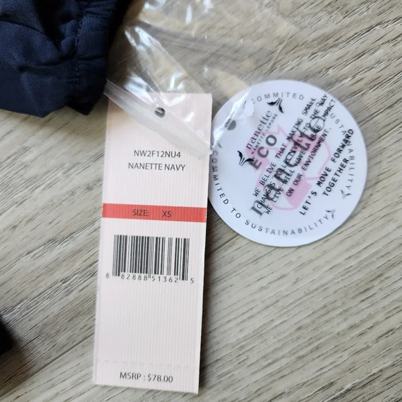 Eco Nanette Lepore Navy Shirt Womens Xs Ruffle Three Quarter Sleeves - Picture 6 of 10